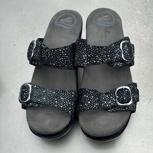 Dansko Women's Black Speckled Double-Buckle Sandal